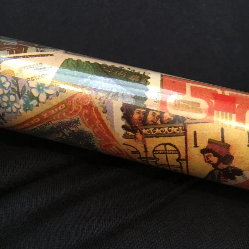 Postage Stamps Wrapping Paper  Concepts Design Deluxe Gift Wrap Foreign Stamps